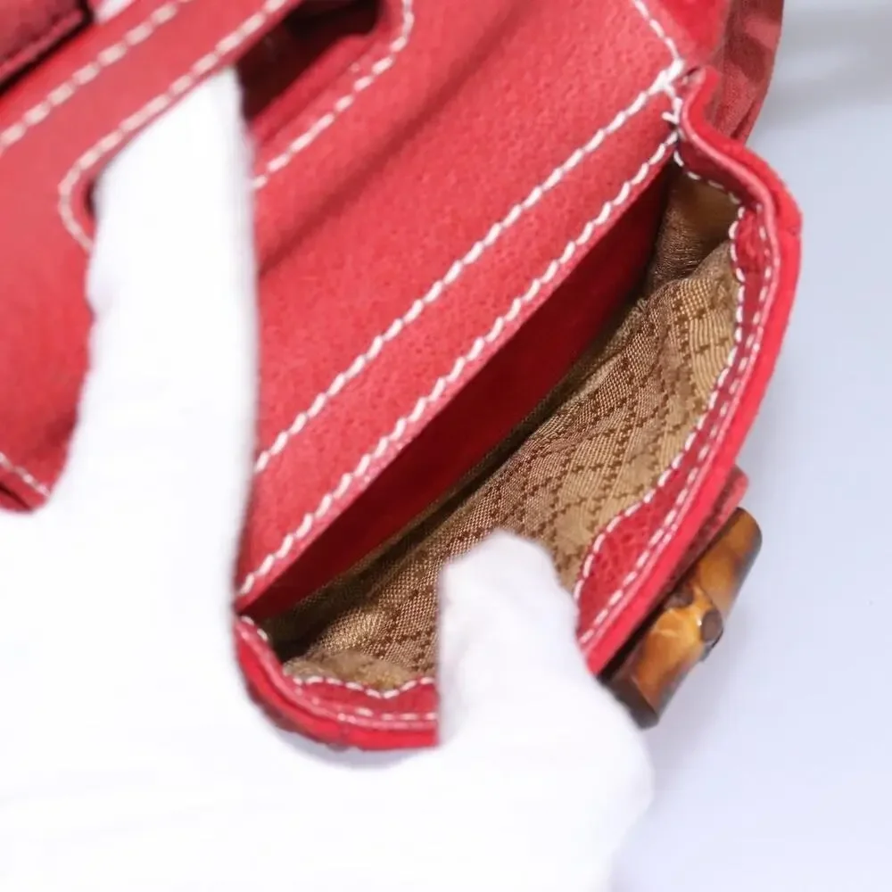 Gucci Bamboo Suede Leather Backpack Red